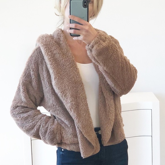 LAST 1! ST. MORITZ Brown Faux Fur Hoodie Jacket - Picture 10 of 10
